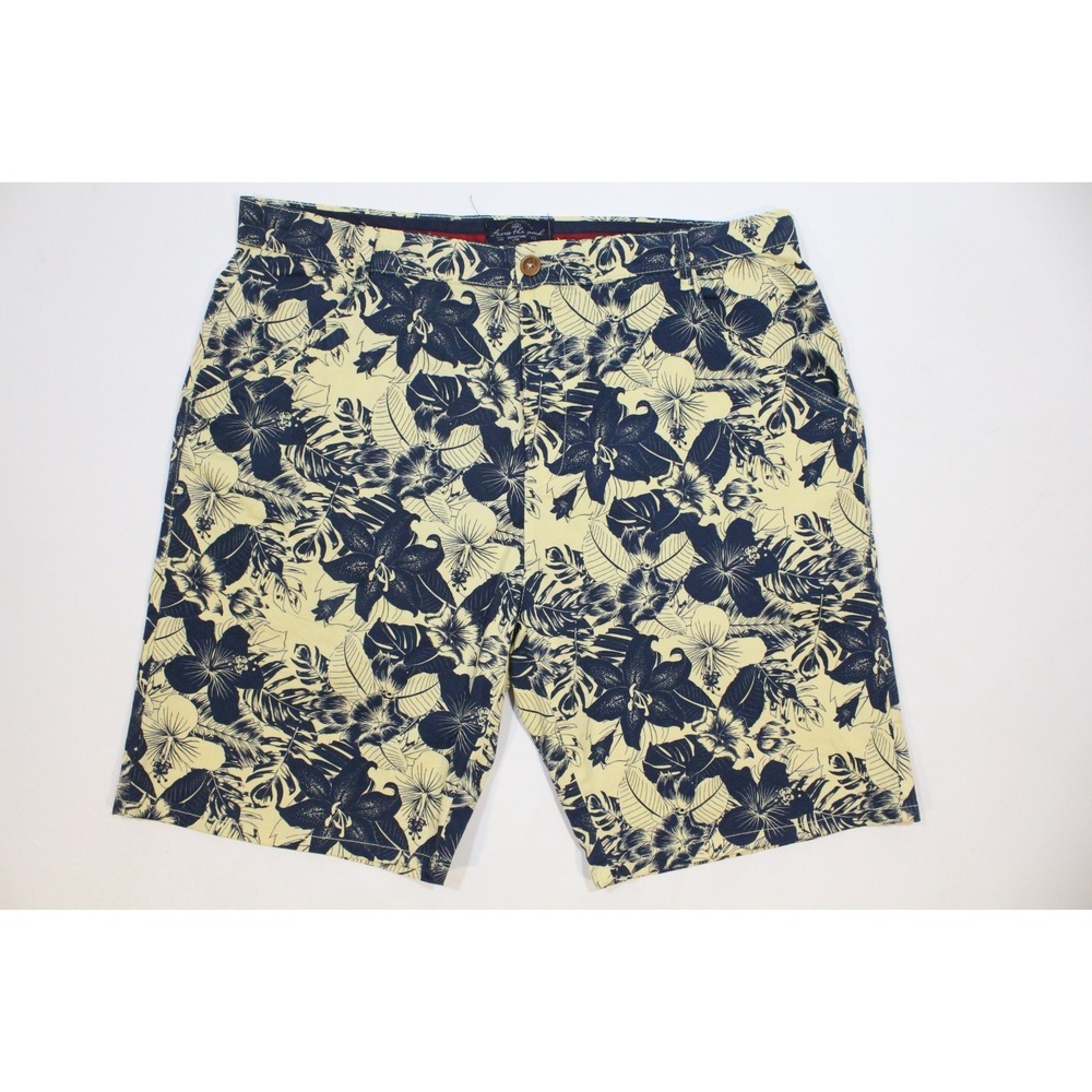 Across The Pond Stretch Flat Zip Mens Hawaiian Style Floral Shorts Size 38‎
